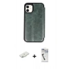 MARSİLYAN™- iPhone 11 Kılıf Zirve Yansıma Serisi - Şeffaf Uv Polymer Nano Ekran Koruyucu + Renkli Kamera Lens Koruma Cam - SI