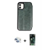 MARSİLYAN™- iPhone 11 Kılıf Zirve Yansıma Serisi - Siyah 360 Mat Full Body Arka Koruyucu + Pers Alüminyum Kamera Lens - GI