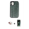 MARSİLYAN™- iPhone 11 Kılıf Zirve Yansıma Serisi - Siyah 360 Mat Full Body Arka Koruyucu + Pers Alüminyum Kamera Lens - KI