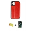 MARSİLYAN™- iPhone 11 Kılıf Zirve Yansıma Serisi - Siyah 360 Mat Full Body Arka Koruyucu + Rainbow Kamera Lens Koruma Cam - KI