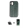MARSİLYAN™- iPhone 11 Kılıf Zirve Yansıma Serisi - Siyah 360 Mat Full Body Arka Koruyucu + Kamera Lens Koruma Cam - SF