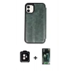 MARSİLYAN™- iPhone 11 Kılıf Zirve Yansıma Serisi - Siyah 360 Mat Full Body Arka Koruyucu + PVD Metal Kamera Lens - TU