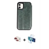 MARSİLYAN™- iPhone 11 Kılıf Zirve Yansıma Serisi - Siyah 3D Antistatik Cam Ekran Koruyucu + Pers Alüminyum Kamera Lens - KI