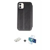 MARSİLYAN™- iPhone 11 Kılıf Zirve Yansıma Serisi - Siyah 3D Antistatik Cam Ekran Koruyucu + Renkli Kamera Lens Koruma Cam - YL