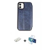 MARSİLYAN™- iPhone 11 Kılıf Zirve Yansıma Serisi - Siyah 3D Antistatik Cam Ekran Koruyucu + Renkli Kamera Lens Koruma Cam - TU