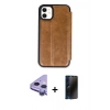 MARSİLYAN™- iPhone 11 Kılıf Zirve Yansıma Serisi - Siyah 3D Antistatik Hayalet Cam Ekran Koruyucu + Raze Metal Kamera Lens - MR
