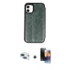 MARSİLYAN™- iPhone 11 Kılıf Zirve Yansıma Serisi - Siyah 3D Antistatik Mat Seramik Nano Ekran Koruyucu + Pers Alüminyum Kamera Lens - LT
