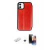 MARSİLYAN™- iPhone 11 Kılıf Zirve Yansıma Serisi - Siyah 3D Antistatik Mat Seramik Nano Ekran Koruyucu + Renkli Kamera Lens Koruma Cam - PE
