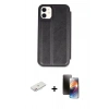 MARSİLYAN™- iPhone 11 Kılıf Zirve Yansıma Serisi - Siyah 3D Antistatik Mat Seramik Nano Ekran Koruyucu + Renkli Kamera Lens Koruma Cam - PE