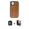 MARSİLYAN™- iPhone 11 Kılıf Zirve Yansıma Serisi - Siyah 3D Antistatik Mat Seramik Nano Ekran Koruyucu + PVD Metal Kamera Lens - SH