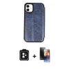 MARSİLYAN™- iPhone 11 Kılıf Zirve Yansıma Serisi - Siyah 3D Antistatik Mat Seramik Nano Ekran Koruyucu + PVD Metal Kamera Lens - SH