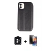 MARSİLYAN™- iPhone 11 Kılıf Zirve Yansıma Serisi - Siyah 3D Antistatik Mat Seramik Nano Ekran Koruyucu + PVD Metal Kamera Lens - SH