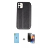 MARSİLYAN™- iPhone 11 Kılıf Zirve Yansıma Serisi - Siyah 3D Antistatik Mat Seramik Nano Ekran Koruyucu + Neon Fosforlu Kamera Lens - YL
