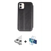MARSİLYAN™- iPhone 11 Kılıf Zirve Yansıma Serisi - Siyah 3D Antistatik Seramik Nano Ekran Koruyucu + Raze Metal Kamera Lens - GS