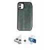 MARSİLYAN™- iPhone 11 Kılıf Zirve Yansıma Serisi - Siyah 3D Antistatik Seramik Nano Ekran Koruyucu + Raze Metal Kamera Lens - GS