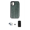 MARSİLYAN™- iPhone 11 Kılıf Zirve Yansıma Serisi - Siyah 6D Antistatik Mat Seramik Hayalet Nano Ekran Koruyucu + Pers Alüminyum Kamera Lens - LT