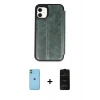 MARSİLYAN™- iPhone 11 Kılıf Zirve Yansıma Serisi - Siyah 6D Antistatik Mat Seramik Hayalet Nano Ekran Koruyucu + Neon Fosforlu Kamera Lens - YL