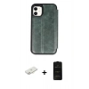 MARSİLYAN™- iPhone 11 Kılıf Zirve Yansıma Serisi - Siyah 6D Antistatik Mat Seramik Hayalet Nano Ekran Koruyucu + Renkli Kamera Lens Koruma Cam - YL