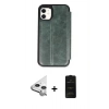 MARSİLYAN™- iPhone 11 Kılıf Zirve Yansıma Serisi - Siyah 6D Antistatik Mat Seramik Hayalet Nano Ekran Koruyucu + Raze Metal Kamera Lens - GS