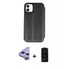 MARSİLYAN™- iPhone 11 Kılıf Zirve Yansıma Serisi - Siyah 6D Antistatik Mat Seramik Hayalet Nano Ekran Koruyucu + Raze Metal Kamera Lens - MR