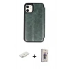 MARSİLYAN™- iPhone 11 Kılıf Zirve Yansıma Serisi - Siyah Bilvis 3D Cam Ekran Koruyucu + Renkli Kamera Lens Koruma Cam - PE