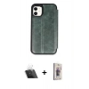 MARSİLYAN™- iPhone 11 Kılıf Zirve Yansıma Serisi - Siyah Bilvis 3D Cam Ekran Koruyucu + Kamera Lens Koruma Cam - SF