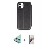 MARSİLYAN™- iPhone 11 Kılıf Zirve Yansıma Serisi - Siyah Bilvis 3D Mat Cam Ekran Koruyucu + Raze Metal Kamera Lens - MI