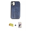 MARSİLYAN™- iPhone 11 Kılıf Zirve Yansıma Serisi - Siyah Bilvis 3D Mat Cam Ekran Koruyucu + Rainbow Kamera Lens Koruma Cam - KI