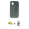 MARSİLYAN™- iPhone 11 Kılıf Zirve Yansıma Serisi - Siyah Bilvis 3D Mat Cam Ekran Koruyucu + Rainbow Kamera Lens Koruma Cam - KI
