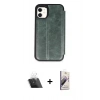 MARSİLYAN™- iPhone 11 Kılıf Zirve Yansıma Serisi - Siyah Bilvis 3D Mat Cam Ekran Koruyucu + Kamera Lens Koruma Cam - SF