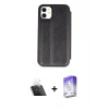 MARSİLYAN™- iPhone 11 Kılıf Zirve Yansıma Serisi - Siyah Bilvis 5in1 3D Magic Cam Ekran Koruyucu + Kamera Lens Koruma Cam - SF