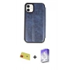 MARSİLYAN™- iPhone 11 Kılıf Zirve Yansıma Serisi - Siyah Bilvis 5in1 3D Magic Cam Ekran Koruyucu + Rainbow Kamera Lens Koruma Cam - KI