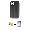 MARSİLYAN™- iPhone 11 Kılıf Zirve Yansıma Serisi - Siyah Bilvis 5in1 3D Magic Cam Ekran Koruyucu + Rainbow Kamera Lens Koruma Cam - KI