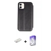 MARSİLYAN™- iPhone 11 Kılıf Zirve Yansıma Serisi - Siyah Bilvis 5in1 3D Magic Cam Ekran Koruyucu + Renkli Kamera Lens Koruma Cam - PE