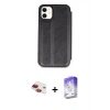 MARSİLYAN™- iPhone 11 Kılıf Zirve Yansıma Serisi - Siyah Bilvis 5in1 3D Magic Cam Ekran Koruyucu + Pers Alüminyum Kamera Lens - KI