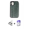 MARSİLYAN™- iPhone 11 Kılıf Zirve Yansıma Serisi - Siyah Bilvis 5in1 3D Magic Cam Ekran Koruyucu + Raze Metal Kamera Lens - GS