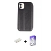 MARSİLYAN™- iPhone 11 Kılıf Zirve Yansıma Serisi - Siyah Bilvis 5in1 3D Magic Cam Ekran Koruyucu + Renkli Kamera Lens Koruma Cam - SI