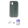 MARSİLYAN™- iPhone 11 Kılıf Zirve Yansıma Serisi - Siyah Bilvis 5in1 3D Magic Cam Ekran Koruyucu + Renkli Kamera Lens Koruma Cam - SI