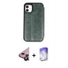 MARSİLYAN™- iPhone 11 Kılıf Zirve Yansıma Serisi - Siyah Bilvis 5in1 3D Magic Cam Ekran Koruyucu + Siyah Raze Metal Kamera Lens