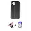 MARSİLYAN™- iPhone 11 Kılıf Zirve Yansıma Serisi - Siyah Bilvis 5in1 3D Magic Cam Ekran Koruyucu + Siyah Raze Metal Kamera Lens