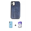 MARSİLYAN™- iPhone 11 Kılıf Zirve Yansıma Serisi - Siyah Bilvis 5in1 3D Magic Cam Ekran Koruyucu + Neon Fosforlu Kamera Lens - TU