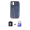 MARSİLYAN™- iPhone 11 Kılıf Zirve Yansıma Serisi - Siyah Bilvis 5in1 5D Magic Hayalet Cam Ekran Koruyucu + PVD Metal Kamera Lens - MI