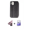 MARSİLYAN™- iPhone 11 Kılıf Zirve Yansıma Serisi - Siyah Bilvis 5in1 5D Magic Hayalet Cam Ekran Koruyucu + Raze Metal Kamera Lens - SH