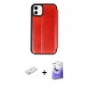 MARSİLYAN™- iPhone 11 Kılıf Zirve Yansıma Serisi - Siyah Bilvis 5in1 5D Magic Hayalet Cam Ekran Koruyucu + Renkli Kamera Lens Koruma Cam - TU