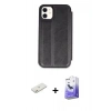 MARSİLYAN™- iPhone 11 Kılıf Zirve Yansıma Serisi - Siyah Bilvis 5in1 5D Magic Hayalet Cam Ekran Koruyucu + Renkli Kamera Lens Koruma Cam - TU