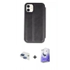 MARSİLYAN™- iPhone 11 Kılıf Zirve Yansıma Serisi - Siyah Bilvis 5in1 5D Magic Hayalet Cam Ekran Koruyucu + Pers Alüminyum Kamera Lens - LT