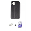 MARSİLYAN™- iPhone 11 Kılıf Zirve Yansıma Serisi - Siyah Bilvis 5in1 5D Magic Hayalet Cam Ekran Koruyucu + Renkli Kamera Lens Koruma Cam - SI