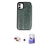 MARSİLYAN™- iPhone 11 Kılıf Zirve Yansıma Serisi - Siyah Bilvis 5in1 5D Magic Hayalet Cam Ekran Koruyucu + Pers Alüminyum Kamera Lens - KI