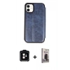 MARSİLYAN™- iPhone 11 Kılıf Zirve Yansıma Serisi - Siyah Bilvis Hayalet Cam Ekran Koruyucu + PVD Metal Kamera Lens - TU