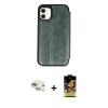 MARSİLYAN™- iPhone 11 Kılıf Zirve Yansıma Serisi - Siyah Buffer Cam Ekran Koruyucu + Pers Alüminyum Kamera Lens - GD